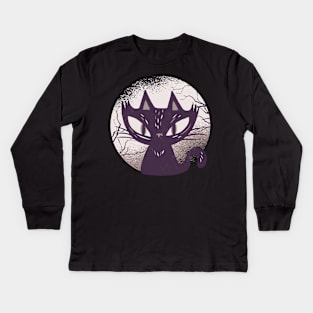 Black cat in the moonlight Kids Long Sleeve T-Shirt